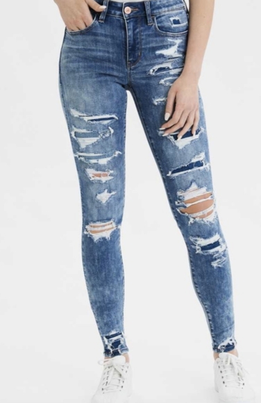 AEO Next Level Stretch Super Hi Rise Skinny Jeans.